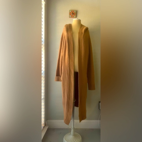 Sweaters - Fashion Nova Women's Hooded Ribbed Knit Cardigan Sweater Brown Size M